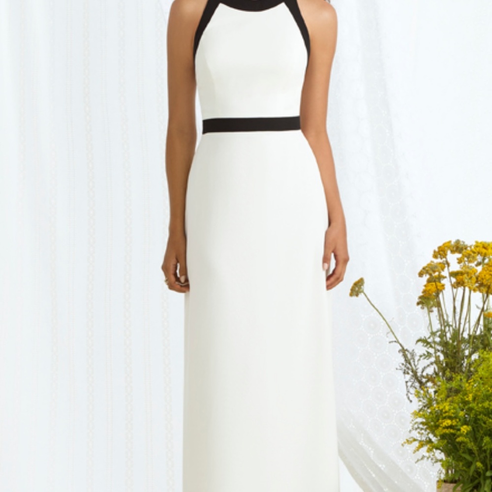 Black & White Bow detail chiffon gown
